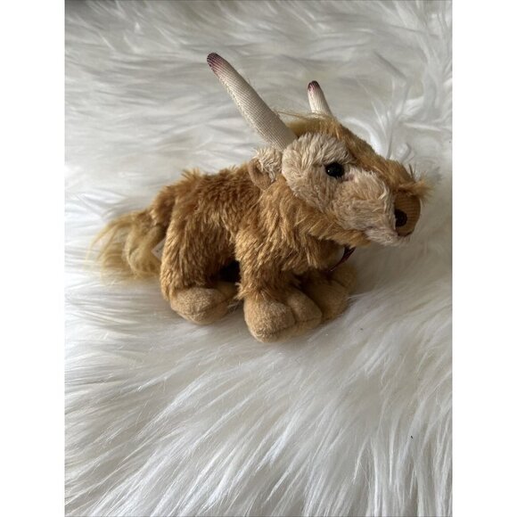 Sawley Faithful Friends Collectables Honey The Highland Calf Plush Toy Plaid Bow - Picture 1 of 16